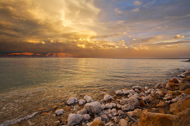 istock Coast of the Dead Sea  in thunder-storm. 517252435