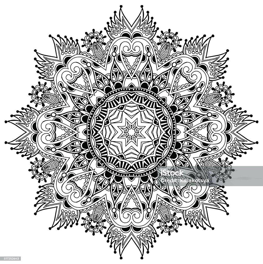 Circle lace ornament, round ornamental geometric doily pattern, Circle lace ornament, round ornamental geometric doily pattern, black and white collection Abstract stock vector