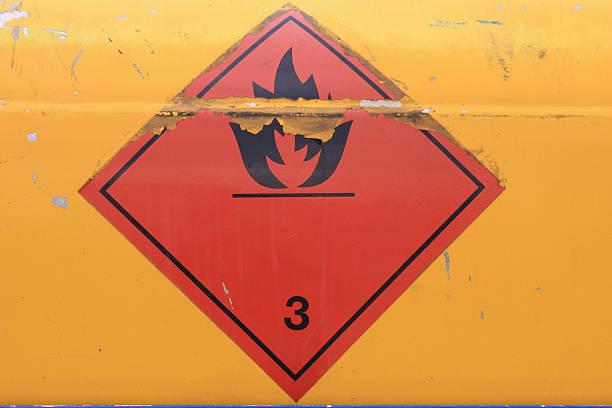 istock Warning sign on vehicle with tank for flammable liquid 517253103