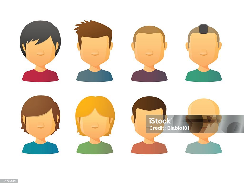 Faceless Male Avatars With Various Hair Styles Stock Illustration -  Download Image Now - Men, People, Human Face - iStock