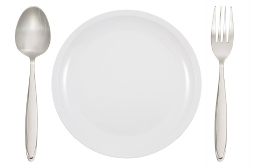 Dinner Plate, fork and spoon