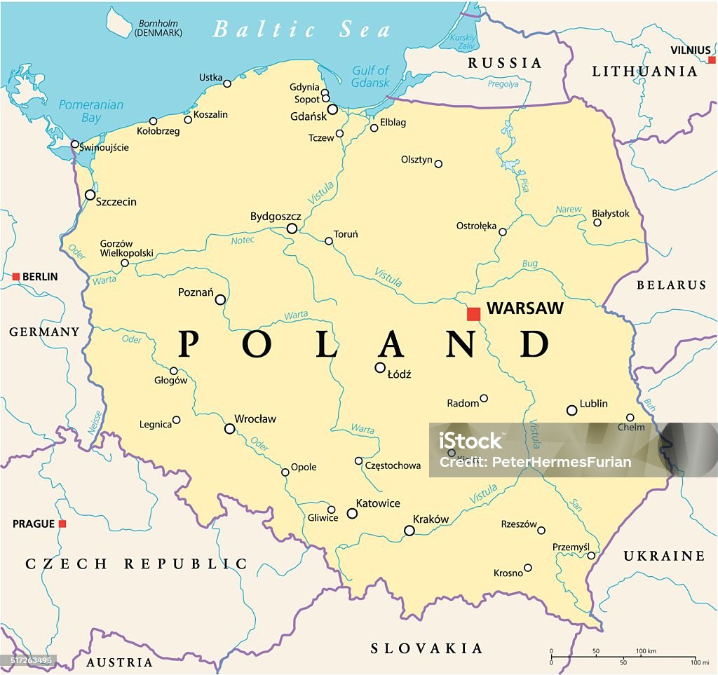 Pologne carte politique - clipart vectoriel de Pologne libre de droits