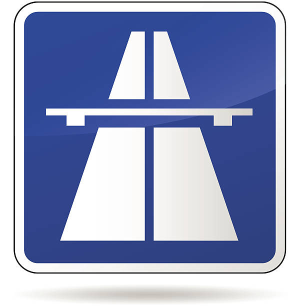 Vector freeway blue sign Vector illustration of freeway blue sign on white background multiple lane highway stock illustrations
