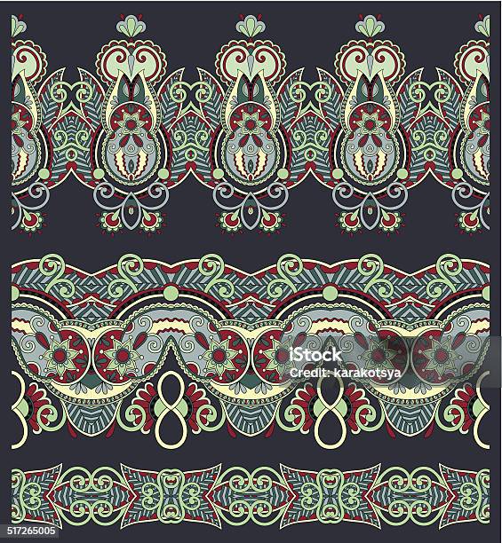 Collection Of Seamless Ornamental Floral Stripes Stock Illustration - Download Image Now - Carpet - Decor, Carving - Craft Product, Collection