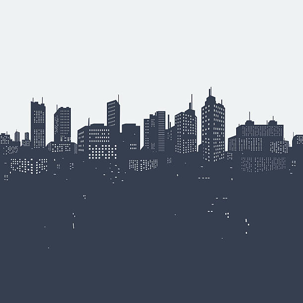 Silhouette background city Silhouette background city panoramic stock illustrations