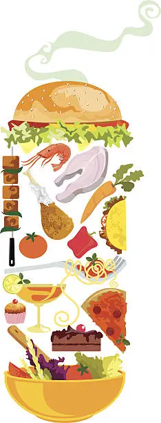 Vector illustration of Delicious Multi-cuisine