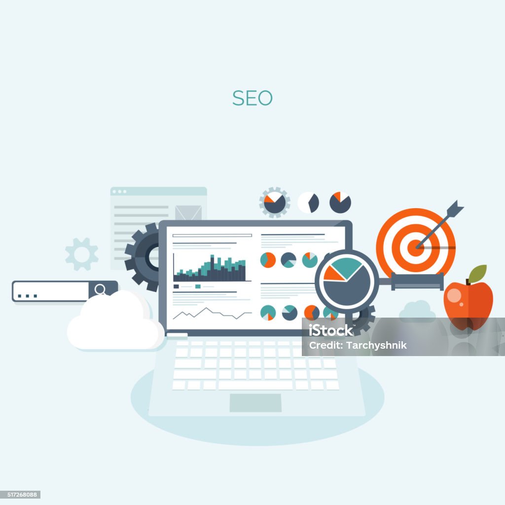 Vector Illustration Flat Background Coding Programming Seo Search ...