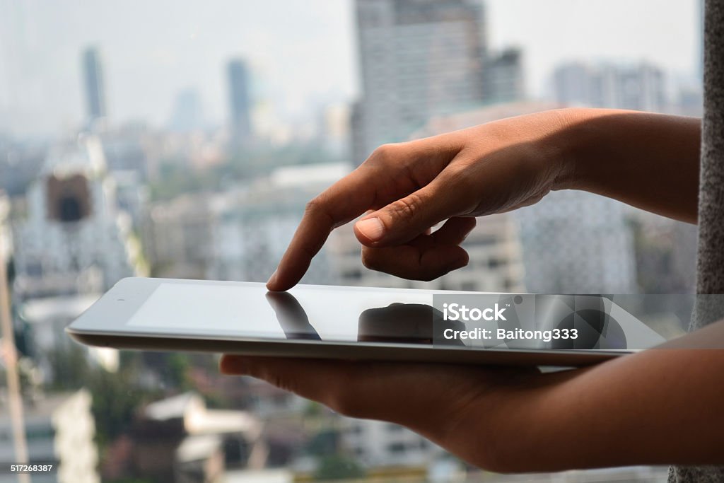 Touching A Computer Screen Touching Screen Of A Tablet Computer Stock Photo - Download Image Now ...