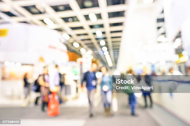 Defocused Bokeh Abstract Of Generic Trade Show Expo Stand Booth Stock Photo - Download Image Now