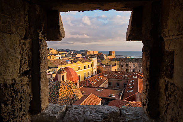istock Panoramic view of Cagliari downtown at sunset in Sardinia 517269860