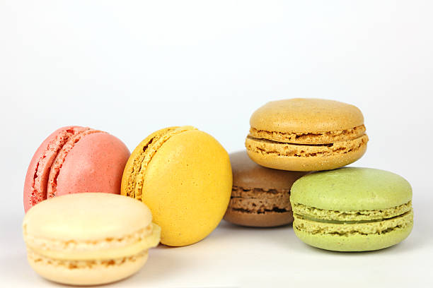 istock Six Colorful Macarons on White Background 517275422