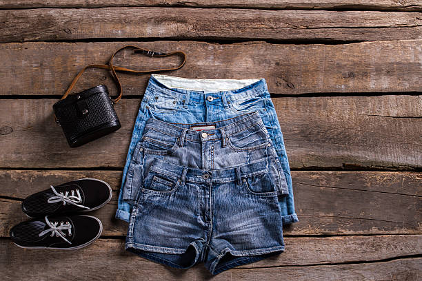 istock Lady's different length denim shorts. 517276310