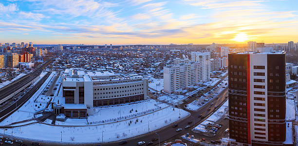 Photo of panorama of the city before sunset sky metropolis