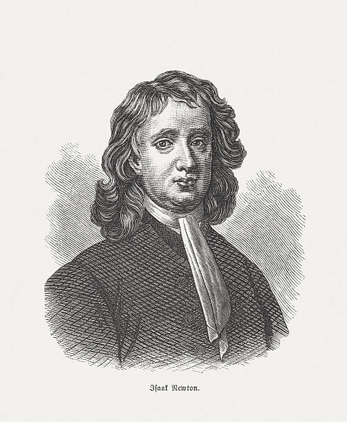 sir isaac newton (1642-1726/27) holz-gravur, veröffentlichte im 1880 - sir isaac newton stock-grafiken, -clipart, -cartoons und -symbole