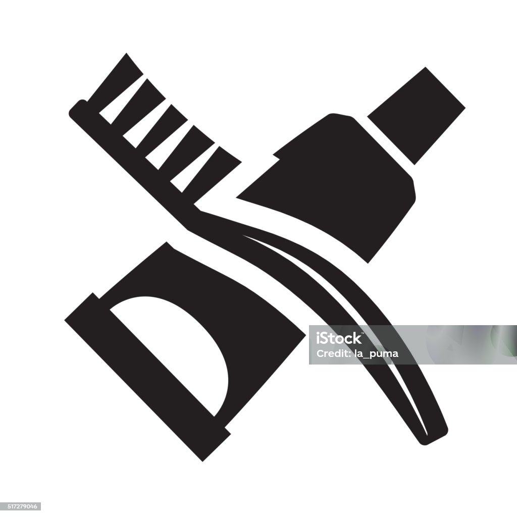 Toothpaste and brush Black icon toothpaste and brush on a white background Black Color stock vector