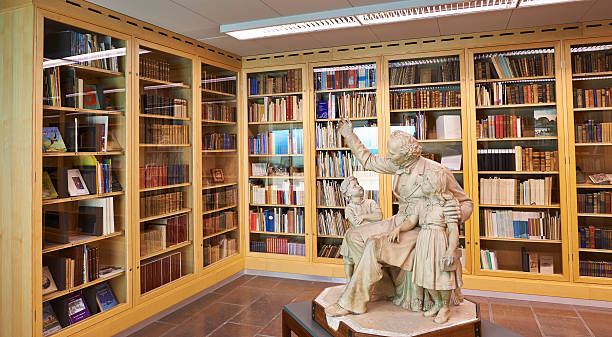 The world famous Danish fairy tale writer Hans Christian Andersen was born in Odense on Funen year 1805., He died 1875. Author's childhood home is a museum of his life. The small rooms are unchanged, but the furniture is reconstructed from what was normal in time. Behind the childhood home has been built a modern museum. The library contains all editions of books with his poetry published in the world.