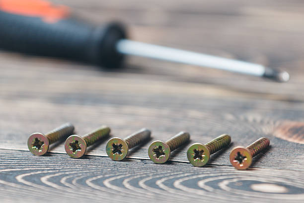 istock screw driver on wooden matting 517281552