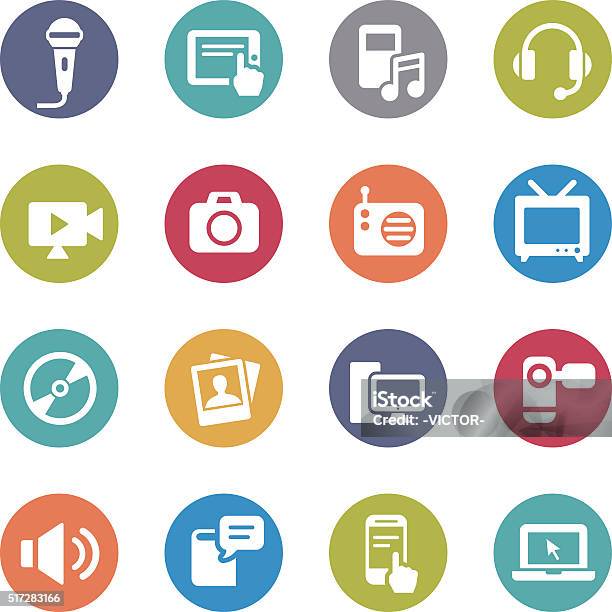 Multimedia And Equipment Icons Circle Series Stock Illustration - Download Image Now - Icon Symbol, Radio, Television Industry