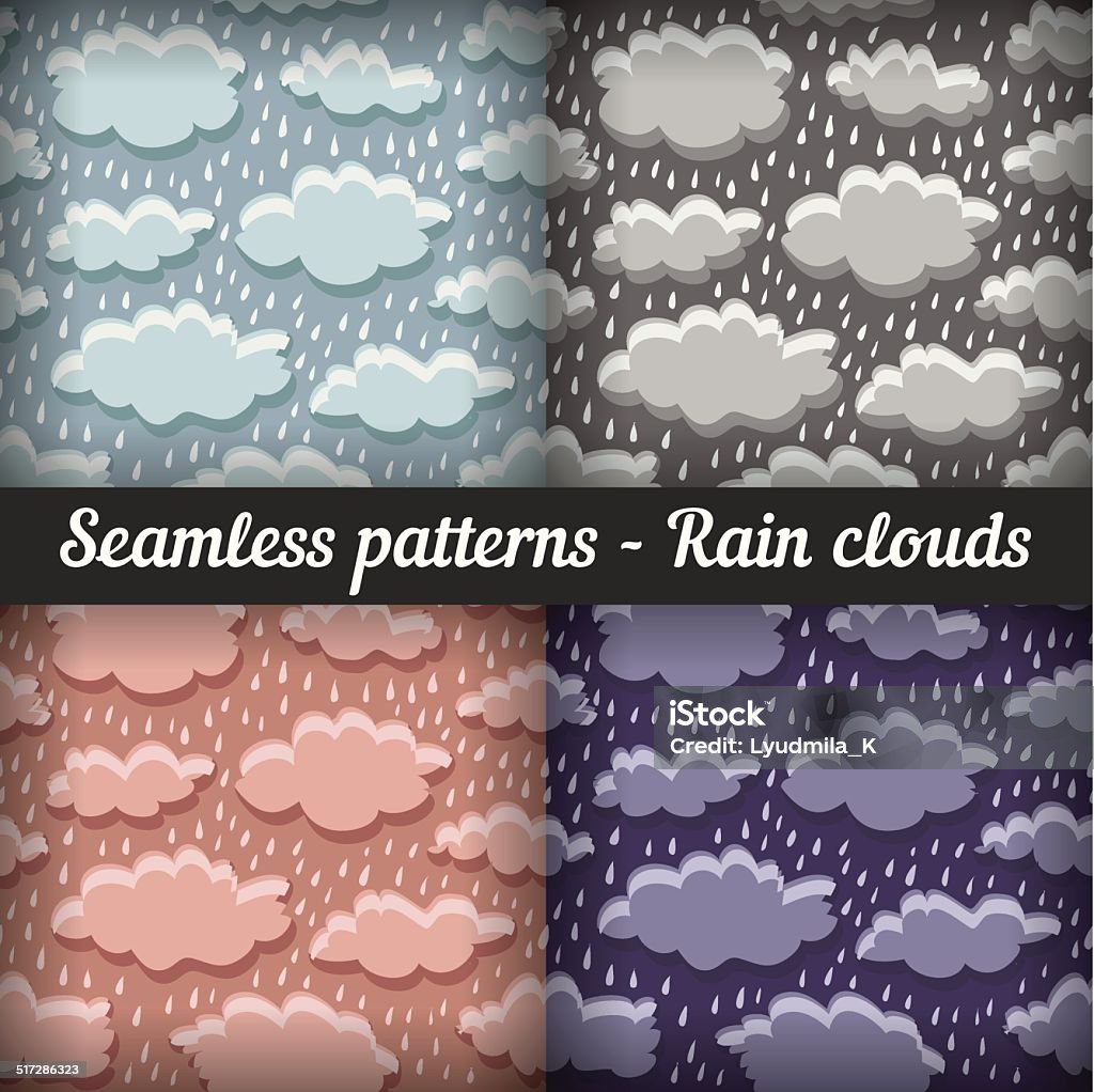 Pattern Rain Vector Rain Clouds Storm Seamless Pattern Vector Set Stock Illustration ...