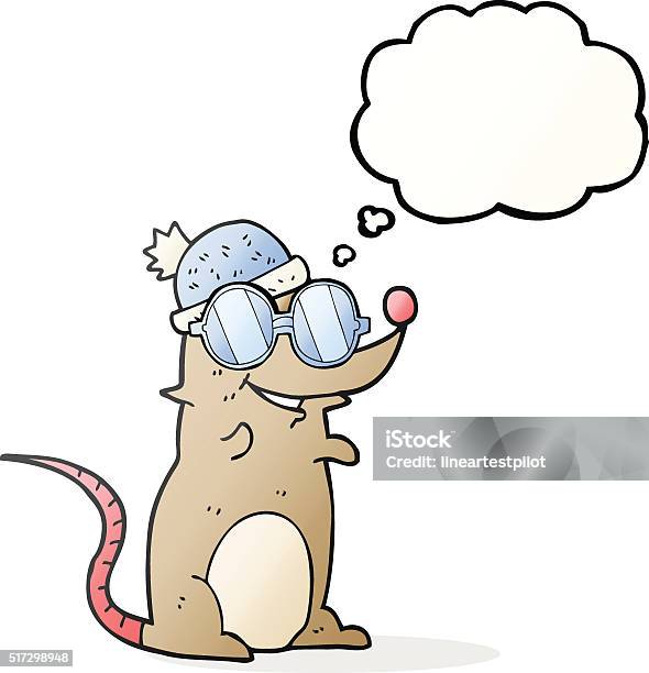 Thought Bubble Cartoon Mouse Wearing Glasses And Hat Stock Illustration -  Download Image Now - iStock