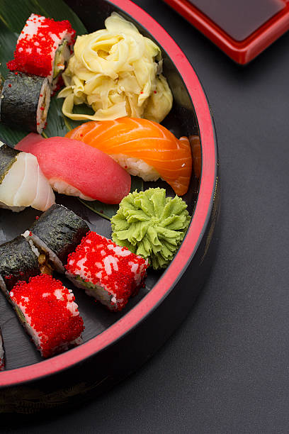 istock Sushi set with ginger and wasabi 517302092