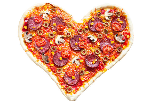 istock Pizza heart shaped with pepperoni, isolated on white background 517302334