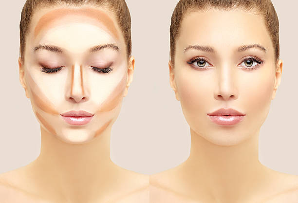 Make up woman face. Contour and highlight makeup. Make up woman face. Contour and highlight makeup.. Contour Drawing stock pictures, royalty-free photos & images