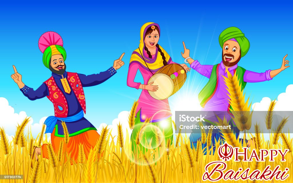 Happy Baisakhi background illustration of Punjabi New Year Happy Baisakhi background Women stock vector