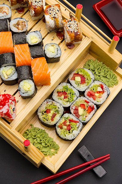 istock Sushi set with ginger and wasabi 517303560