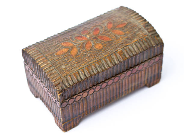 Vintage Wooden Box on White Background