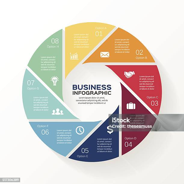 Kreis Infografik Diagramm Optionen Präsentation 8 Stock Vektor Art und mehr Bilder von Abstrakt