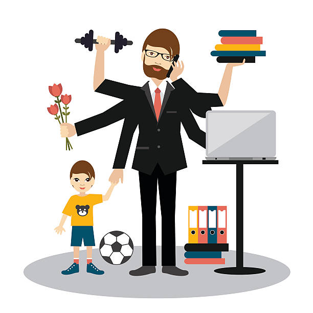 Ilustración de Hombre Ocupado Multitarea Padre Papá Papá Y Romántico Marido Empresario Un Trabajador y más Vectores Libres de Derechos de Oficio - iStock Ilustración de Hombre Ocupado Multitarea Padre Papá Papá Y Romántico Marido Empresario Un Trabajador y más Vectores Libres de Derechos de Oficio - iStock