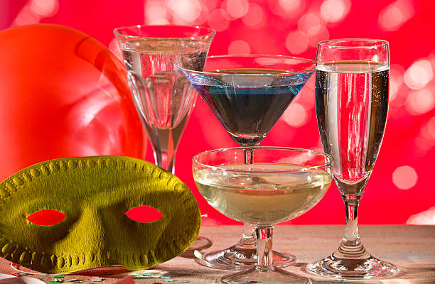 istock Carnival Decoration With Wine Glass 517307343