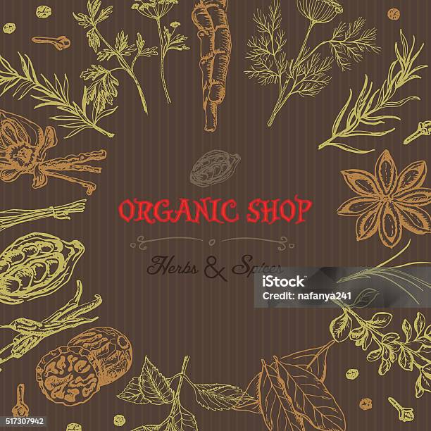 Vector Background With Spices And An Inscription In The Middle Stock Illustration - Download Image Now