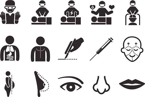 plastische chirurgie-icons - herzoperation stock-grafiken, -clipart, -cartoons und -symbole