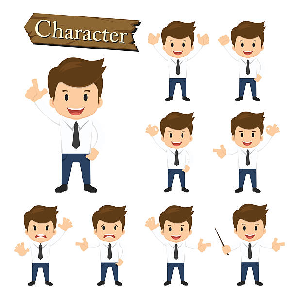 ilustrações de stock, clip art, desenhos animados e ícones de empresário conjunto de caracteres vector - suit male beauty men businessman