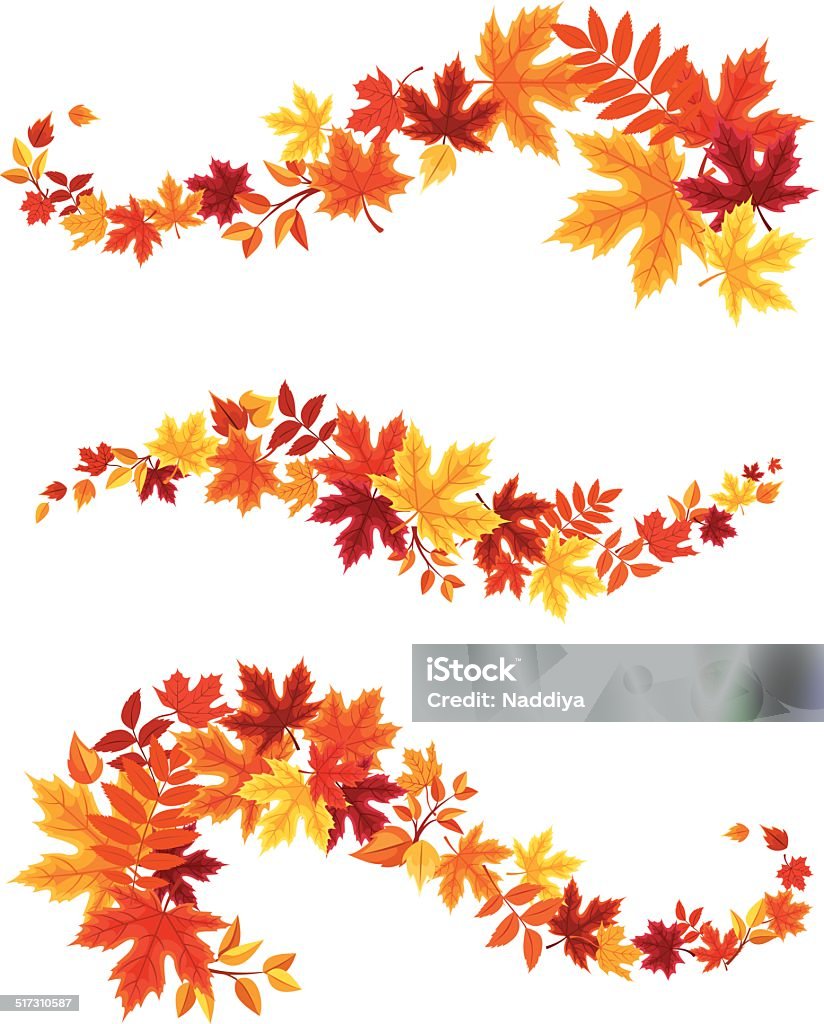 Autumn colorful leaves. Vector illustration. Vector autumn colorful leaves on a white background. Autumn stock vector