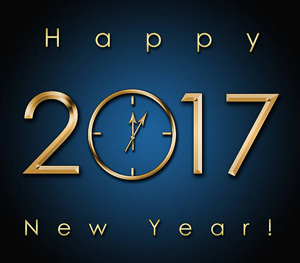 2017 szczęśliwego nowego roku tło z złoty zegar - reflection new years day new years eve new year zdjęcia i obrazy z banku zdjęć