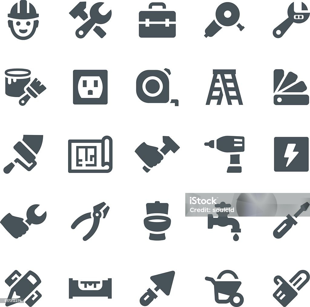 Home Repair Icons Construction, repair, home repair, icon, icon set, work tools Icon Symbol stock vector