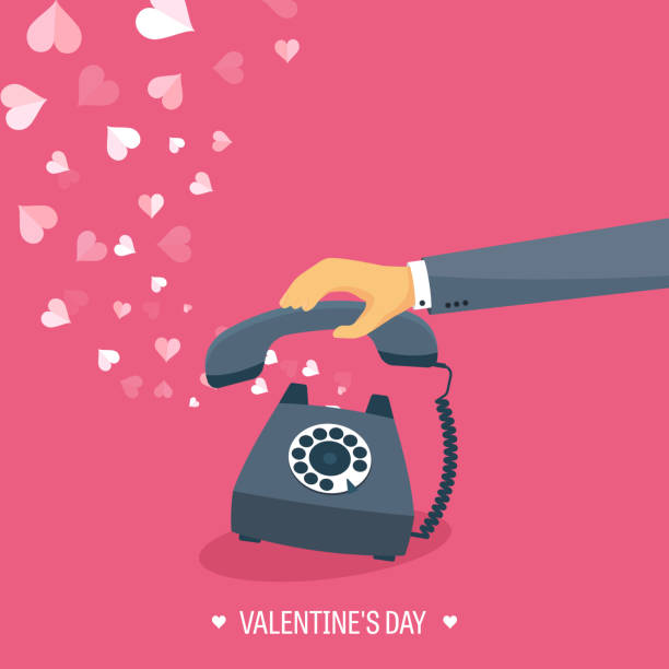 istock Vector illustration. Flat background with retro telephone. Love, hearts. Valentines 517312350