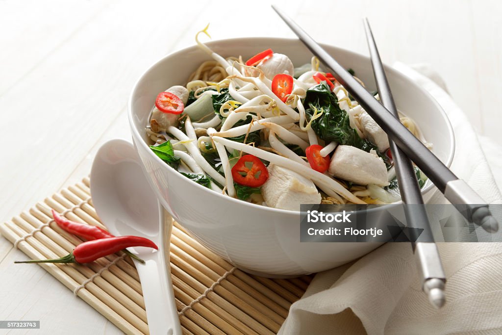 Asian Stills: Noodle Soup with Chicken, Bean Sprouts and Spinach More Photos like this here... Asia Stock Photo