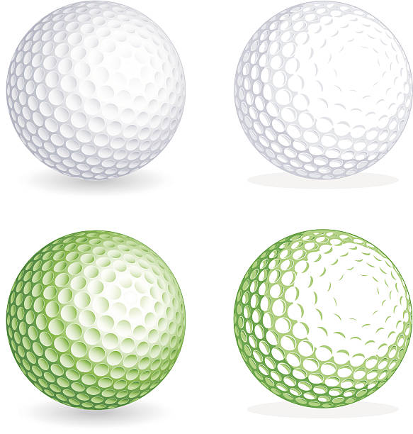 illustrazioni stock, clip art, cartoni animati e icone di tendenza di vettore palla da golf - golf ball circle ball curve