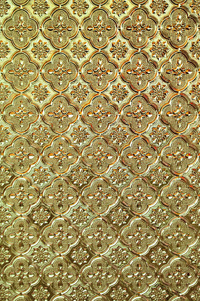 istock Yellow of stained glass texture pattern background. 517324765