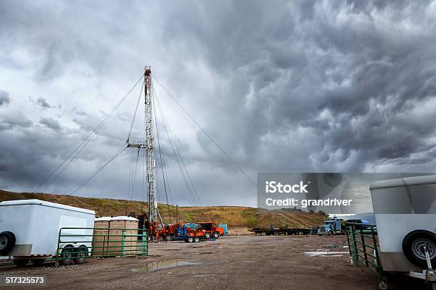 Drilling Fracking Rig Being Set Up Stock Photo - Download Image Now - Engineer, Fracking, Mining - Natural Resources
