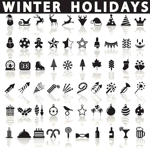 Winter Holiday Icons Winter Holiday Icons on a white background snow globe empty silhouette stock illustrations