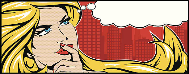 Popa art woman with empty thought bubble