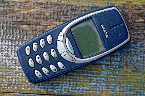 London, England - March 22, 2016: Nokia 3310 Mobile Phone, First Introduced in September 2000, It was one of Nokia's most successful models.