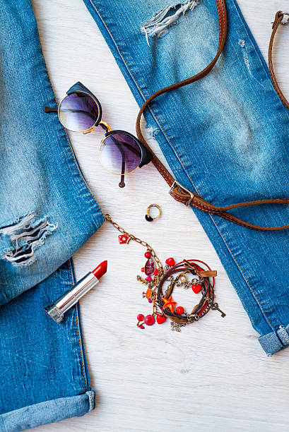istock Above view to fashion stuff 517335830