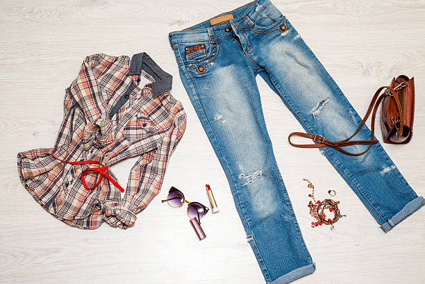 istock Above view to fashion stuff 517336052