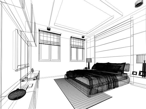 istock abstract sketch design of interior bedroom 517337454